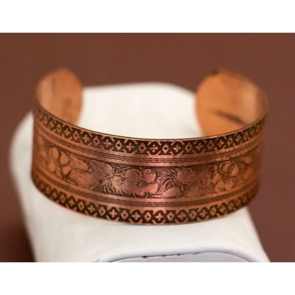 Vintage Copper Art Nouveau Royal Stylish Cuff Bracelet - U7 - Picture 3 of 4